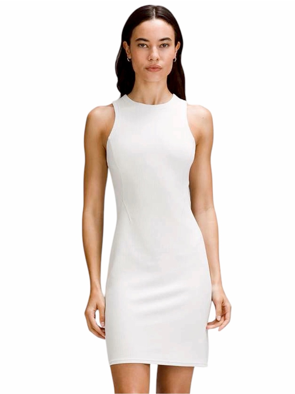 NWT – Lululemon – Ribbed Softstreme Slim-Fit Tank Dress – Light Vapor – Sz. 8